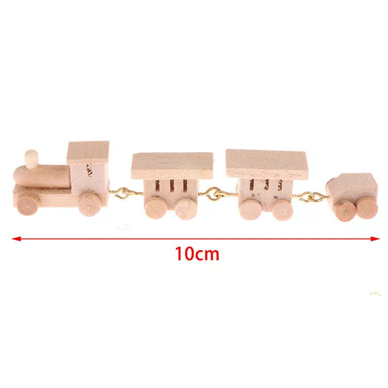 1pc 1:12 Dollhouse Miniature Wooden Train Simulation Model Toy Doll House Decor For Kids Creative Play