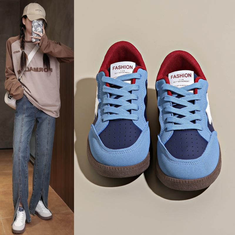 Retro Thick Soled White Shoes for Women's Spring Summer New Round Toe Casual Lace Up Simple Comfortable Women's Board Shoes