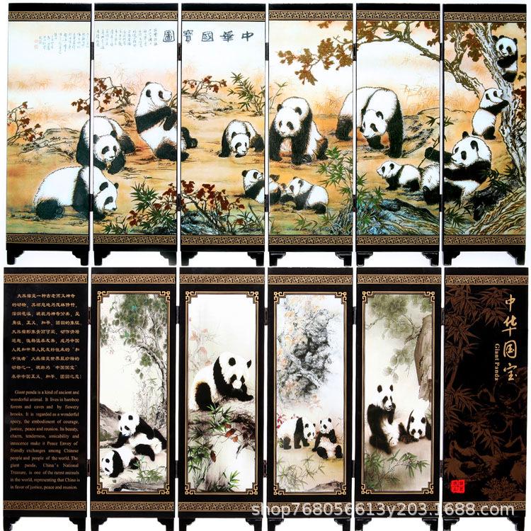 Chinese Style Desktop Lacquer Screen Ornament - Handmade Souvenir Home Decoration Gift