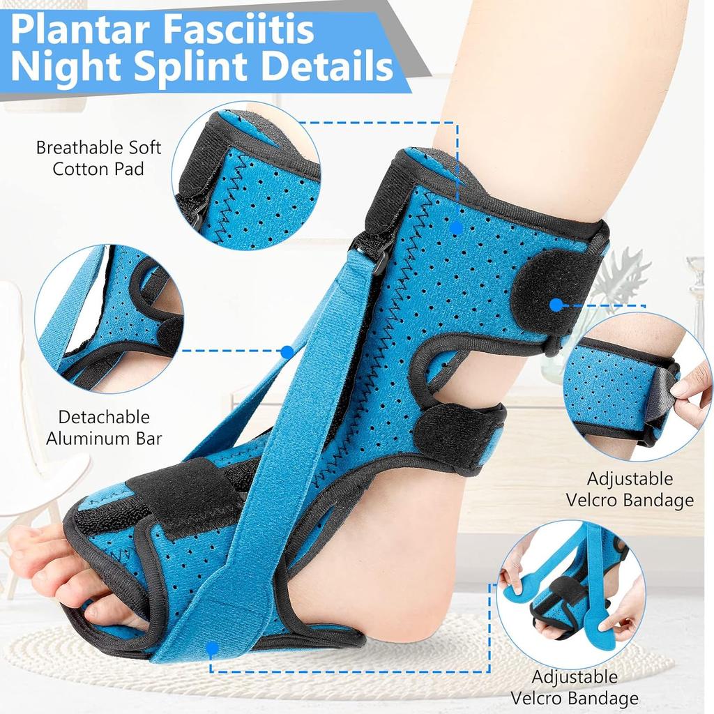 Plantar Fasciitis Night Splint, Adjustable Relief Splint for Women & Men, Brace Relief, Achilles Tendonitis and Foot Drop (Black, Large)