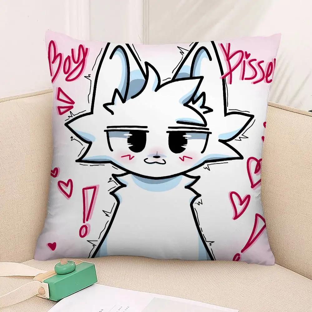 Cartoon B-Boykisser Silly Cat Pillow Case Square Double‑Sided Print Cushion Case For Sofa Home Bedchamber Decor Gift