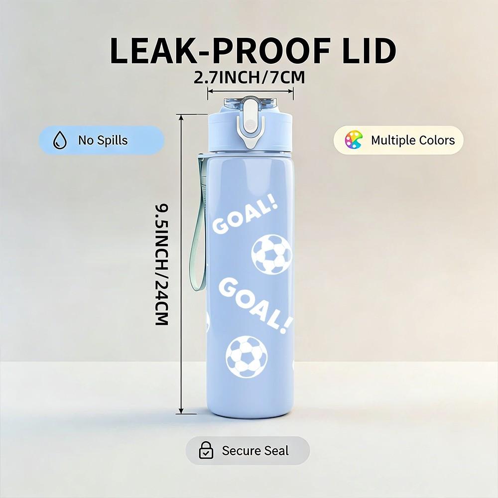 1PC Simple White Minimal Background 750ml Color Plastic Sports Water Bottle Leakproof Flip Straw Lid Suitable for Sports Office Home Use