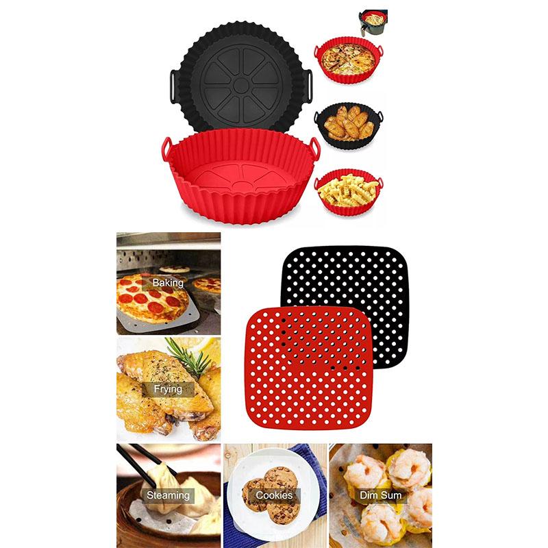 Air Fryer Liners Non-Stick Round and Square Baking Mats Heat Resistant Perforated Basket for Frying Roasting  Bakeware Tools