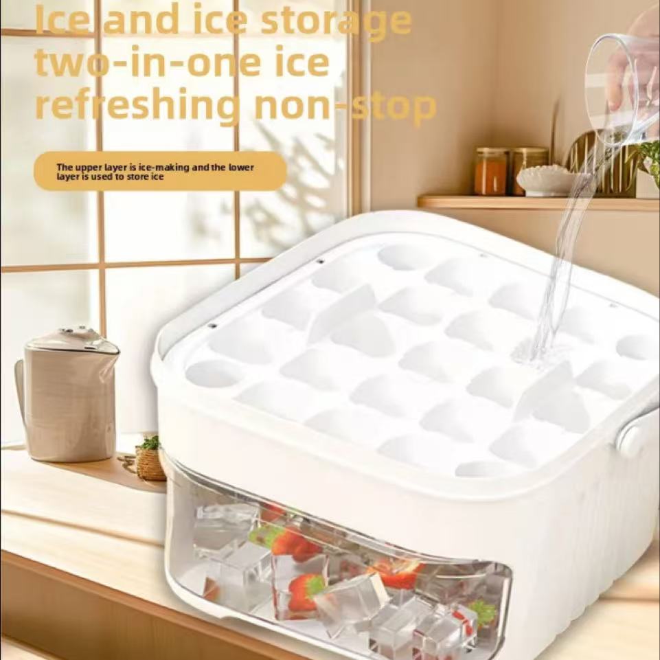 50-Cube Ice Maker with Easy Press Cap with Easy-press Lid Large Capacity Ice Cube Machine Reusable Food-grade Ice Cube Mold