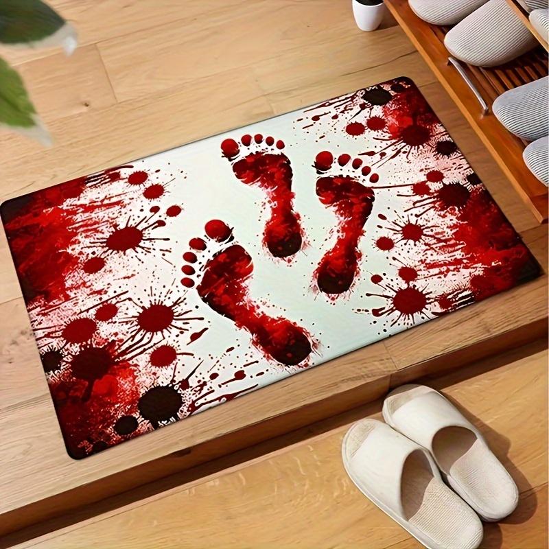 Halloween Blood Footprint Doormat Kitchen Bathroom Balcony Hallway Non-slip Floormat Living Room Bedroom Entrance Rug Home Decor