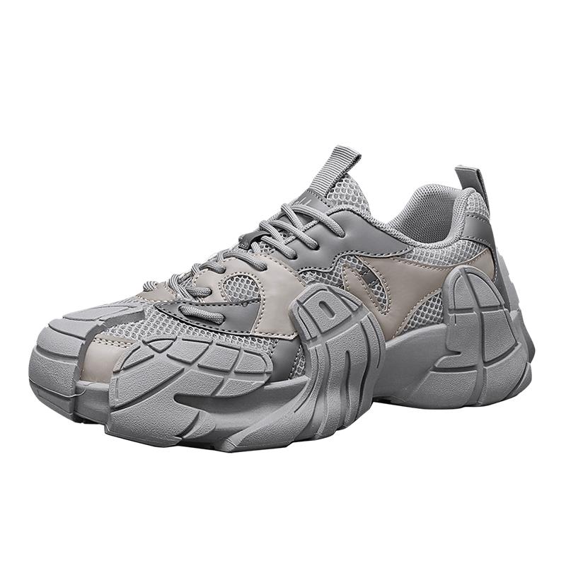 Fashion Men's Casual Sports Shoes Thick Bottom Breathable Outdoor Leisure  Summer New Style Dad Leather Mesh Shoes