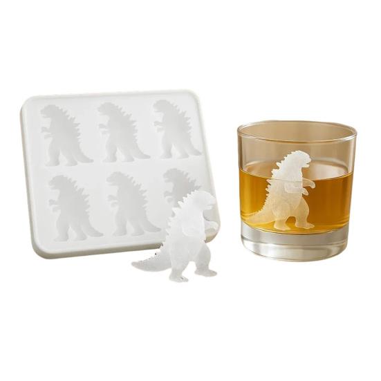 Ice Cube Mold Food Grade Silicone Ice Tray 6 Cavity Dinosaur Shaped Ice Maker Easy Fill Release Party Cocktail Accessory