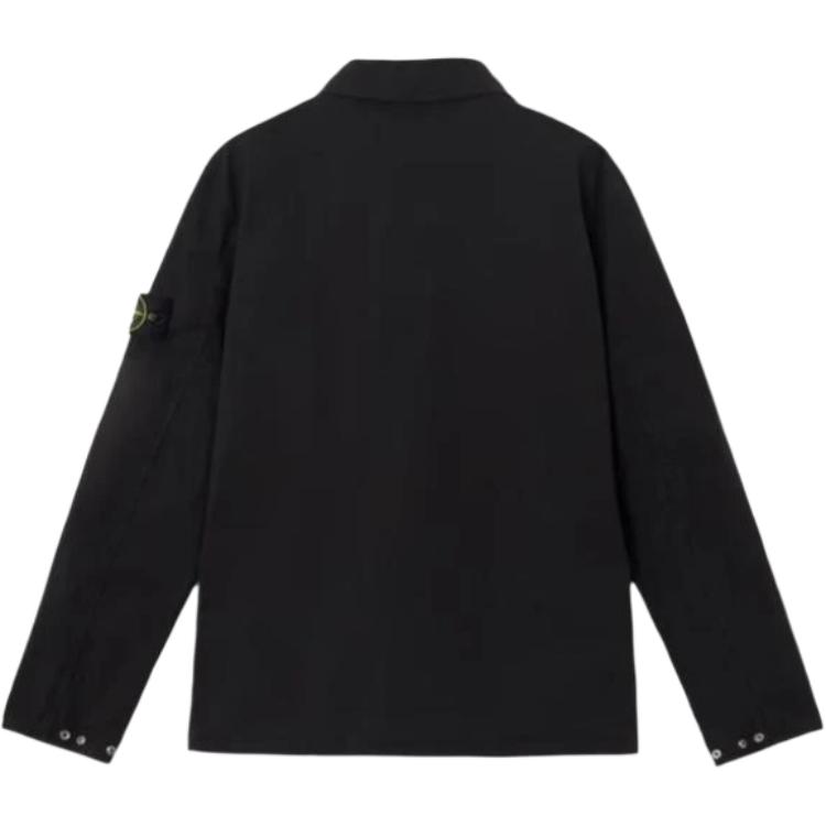 STONE ISLAND Logo Zip Collar Long Sleeve Jacket Men Jackets Black K1S1512000-12S0063-V0029