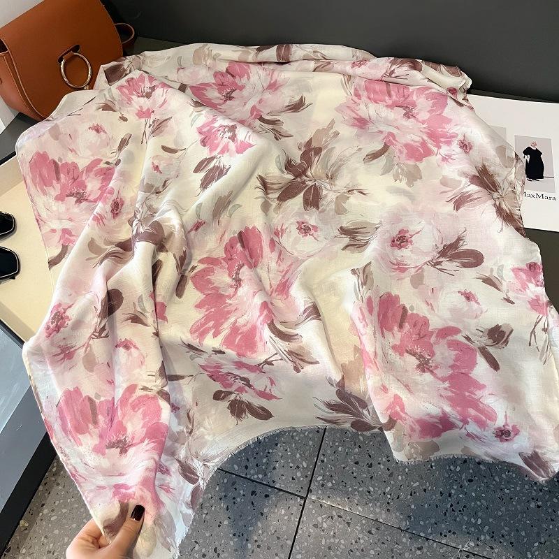 

Люрекс Блестящая Краска Живопись Цветочная Бахрома Вискозная Шаль Шарф Леди Высокое Качество Накидка Пашмина Стола Буфандас Мусульманский Хиджаб Шаль