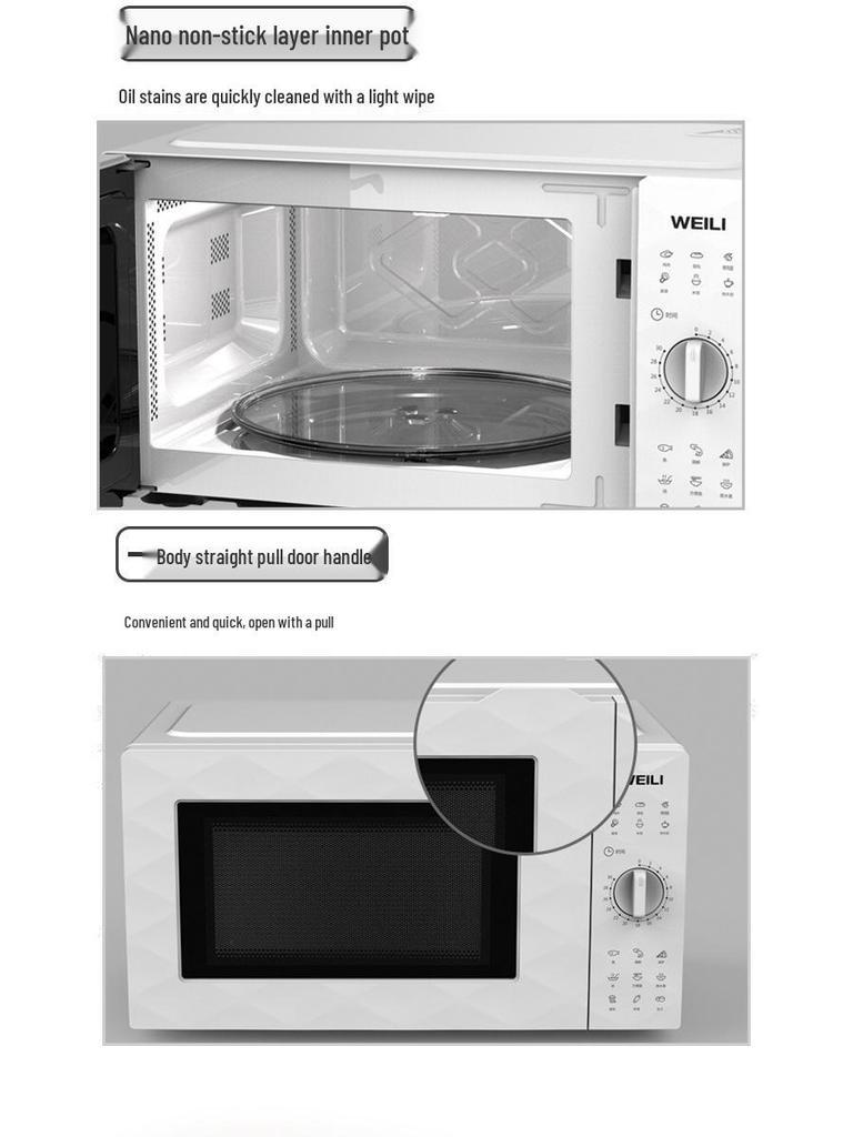 Small 20L Turntable Microwave Oven with Even Heating and Classic Mechanical Controls D20MXP01.