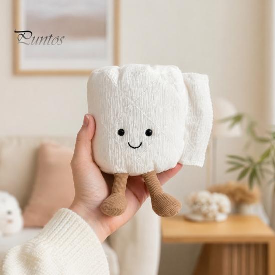 Toilet Roll Plushie Cartoon Paper Plush Toy, Stuffed Smiling Decoration, Rolled Soft Handmade for Home Bedroom PP Cotton Toy
