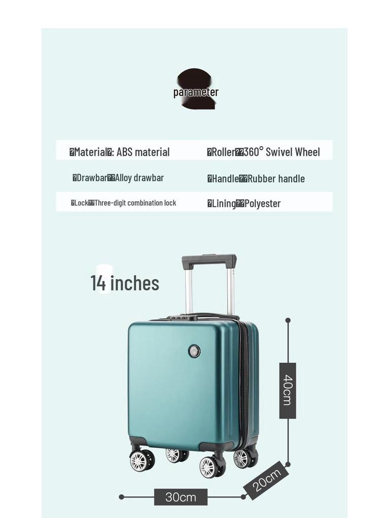 12" Compact Trolley Suitcase – Spring/West Air Travel Combo with Password Lock, Leather Exterior