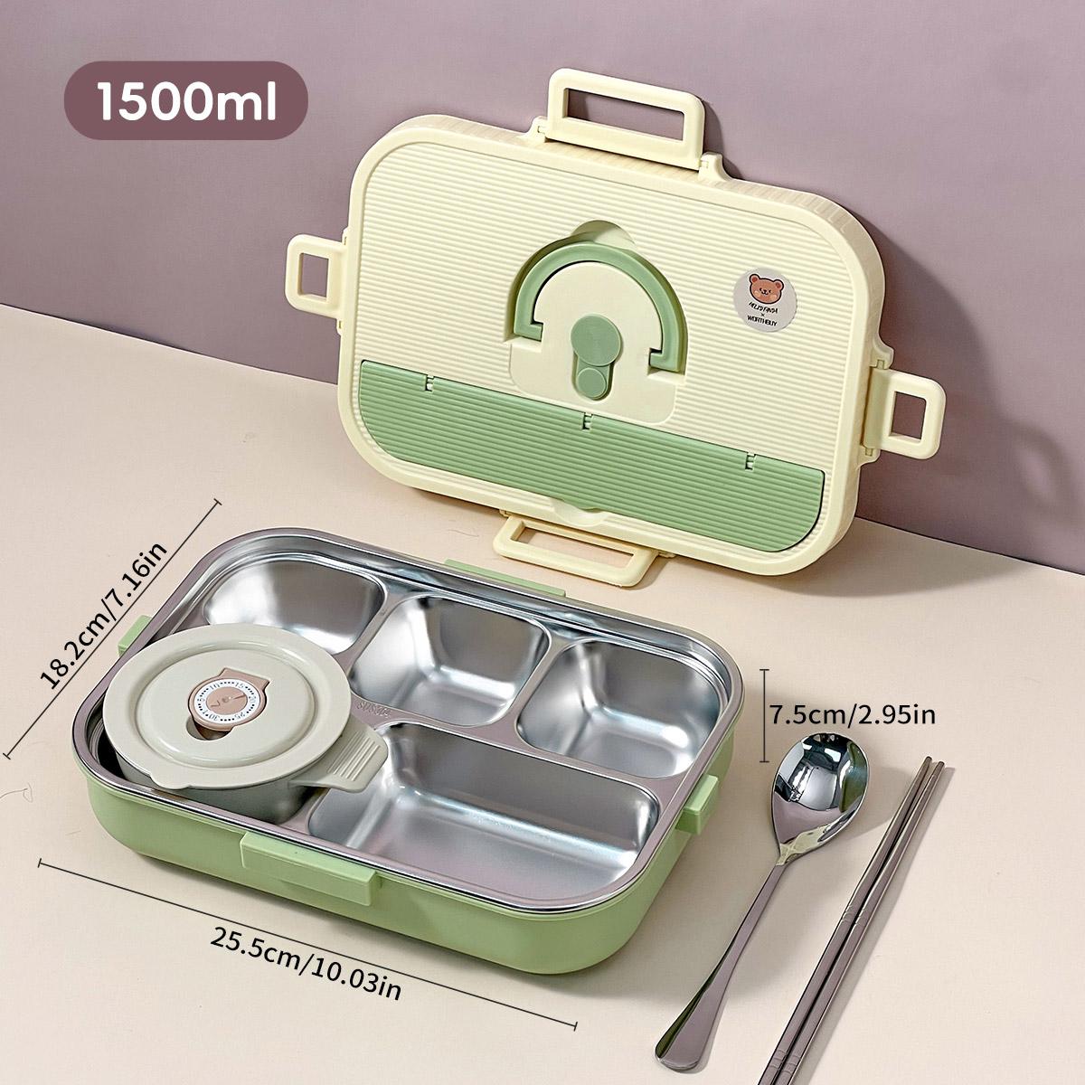 304 Stainless Steel Divided Lunch Box Set 45 Compartment Bento Box With Cutlery Bowl Portable Sealed Food Container For Student 1500ml 4759₽