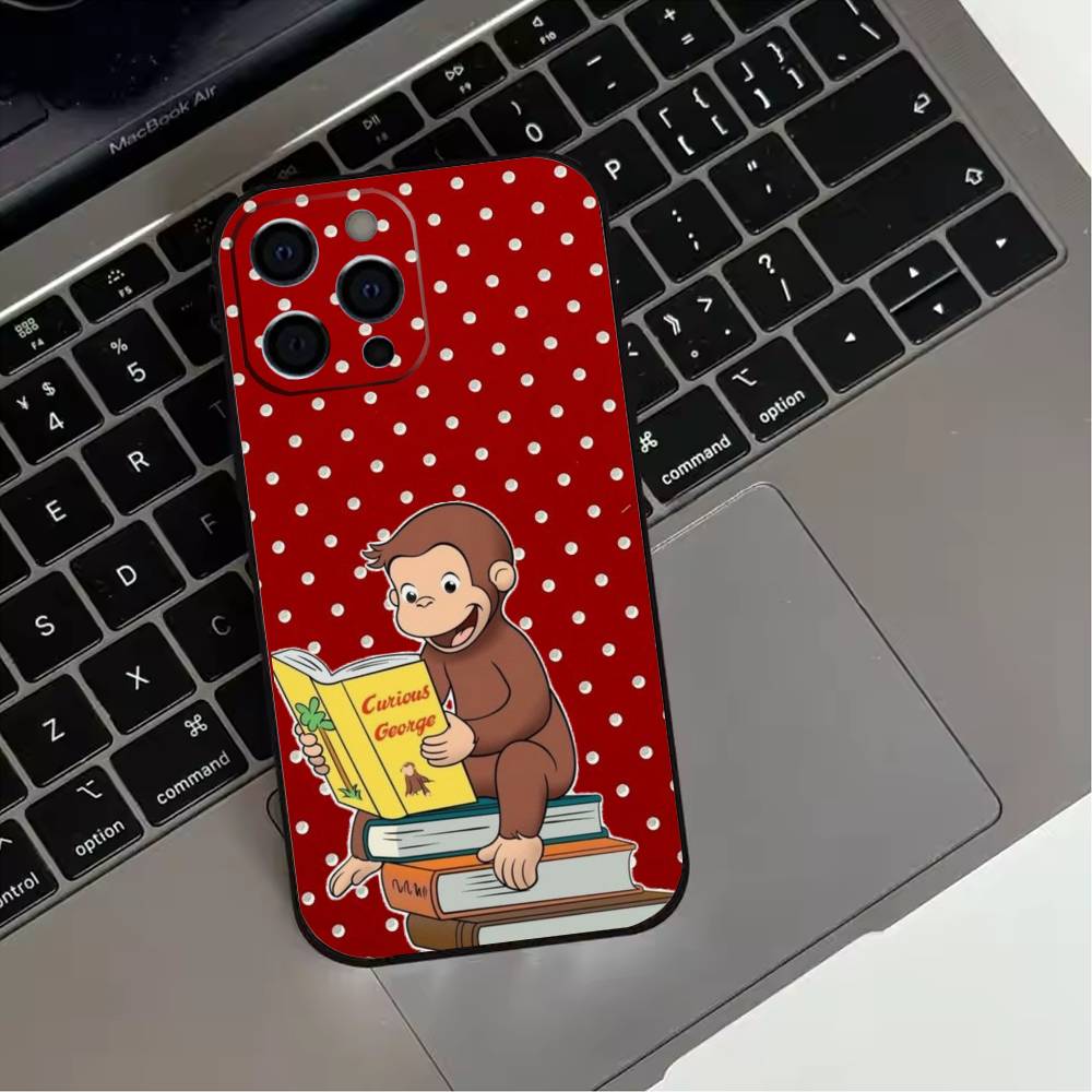 Mokey C-Curious G-Georges Phone Case For iPhone 17,16,15,14,13,12,11 Plus,Pro Max,XS,Soft Silicone Black Cover