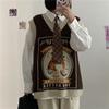 Sweater Vest Women Kawaii Cat Waistcoat Streetwear Knitting Chic Fashion College All-match Harajuku Y2k Vests
