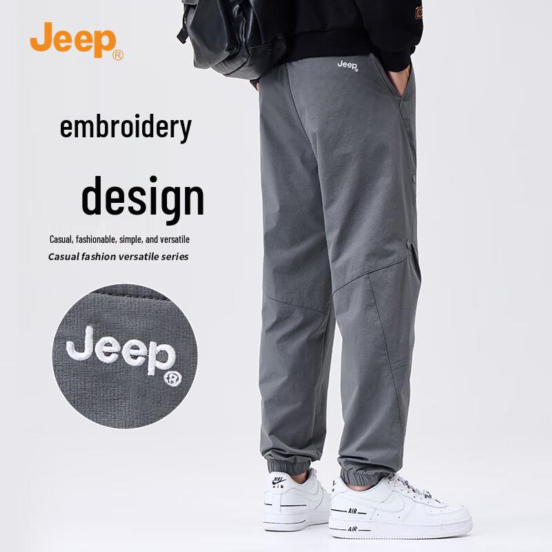 

JEEP Men s Summer Thin Embroidered Loose Cargo Pants L