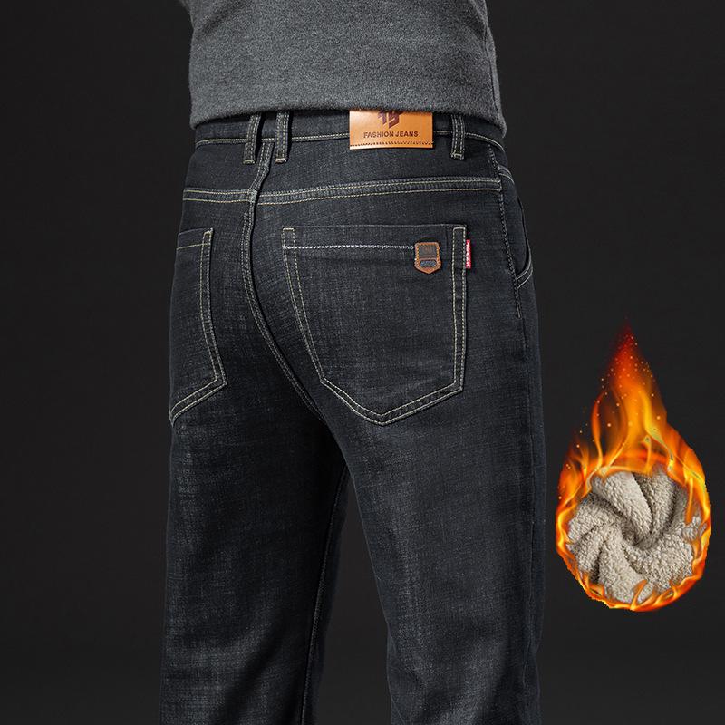 Jeans da Uomo Invernali a Vita Alta Larghi Dritti in Velluto - Pantaloni Comodi di Qualità per Papà di Mezza Età