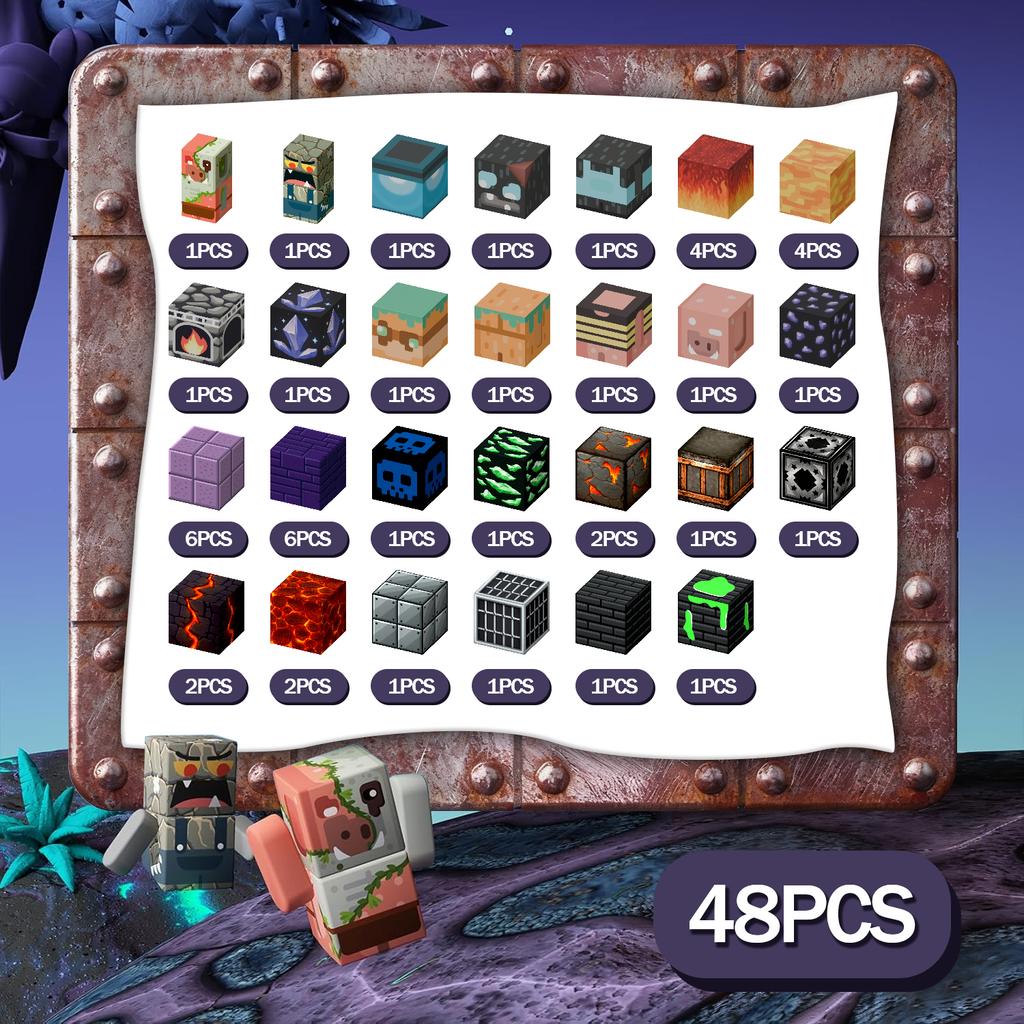 Magnetic Building Blocks Mine World Magnet Lava Dark Cave Midnight Bear Brick Cube Education Sensory Halloween Toy Children Gift