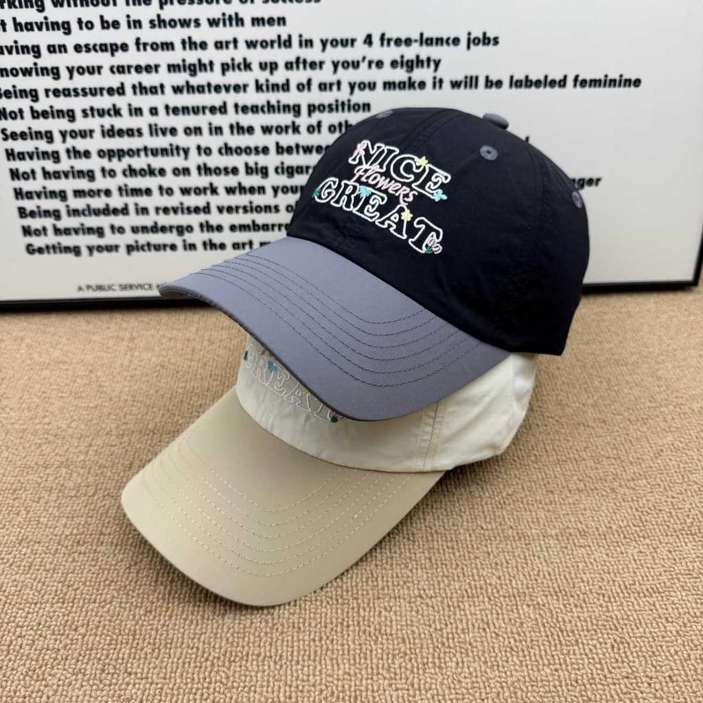 Small fresh NICE embroidered baseball cap women's quick-drying breathable cap contrasting color soft top sun hat versatile and small face