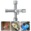 6 Function Crossing Key Wrench For Square Triangular Hexagonal Round Holes Zinc Alloy Ergonomic Grip Industrial Maintenance Tool