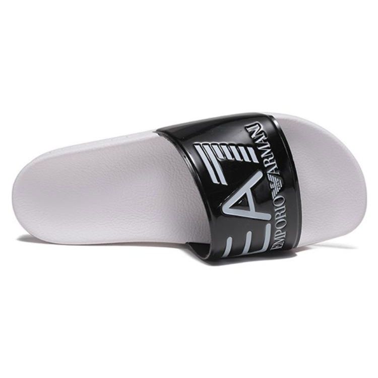 Emporio Armani EA7 Color Block Flat Slide Sandals Men footwear Black White XCP001XCC22Q655
