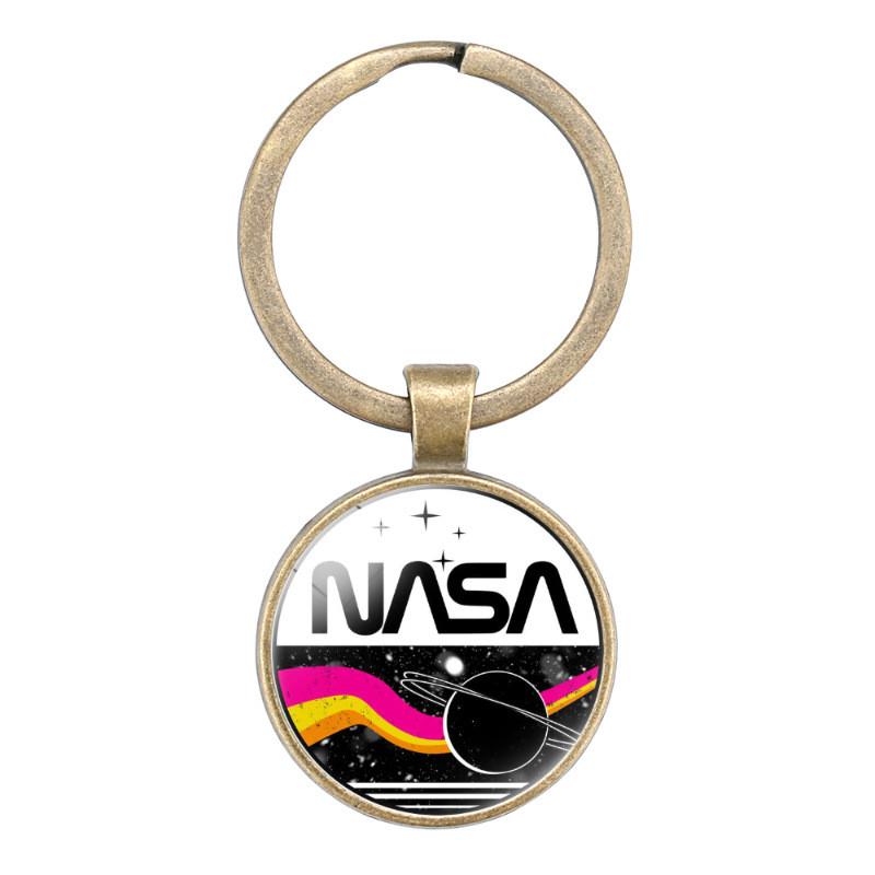 Nasa Logo Enkelzijdige Edelsteen Sleutelhanger Cartoonstijl Gemengd Materiaal Sleutelhanger