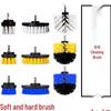 Electric Drill Cleaning Brush Set for Tile, Carpet, Sofa - Includes Soft & Hard Bristle Brushes