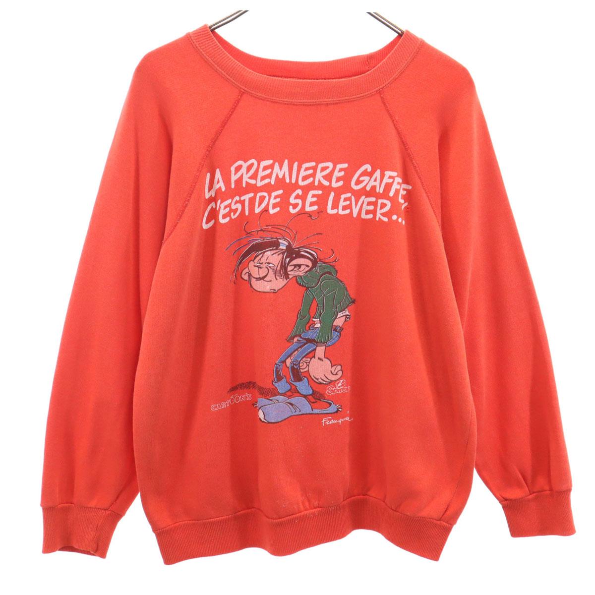 

ВИНТАЖНЫЙ свитшот реглан с длинным рукавом Gaston Lagaffe 80-х годов L Красный Мужской Б/У