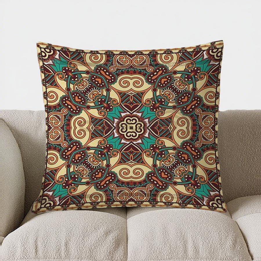 Exquisite Geometric Ethnic Pattern Double-sided Printed Pillow Cover Short Plush Suitable Living Rooms Sofas Throw Cushion Cover