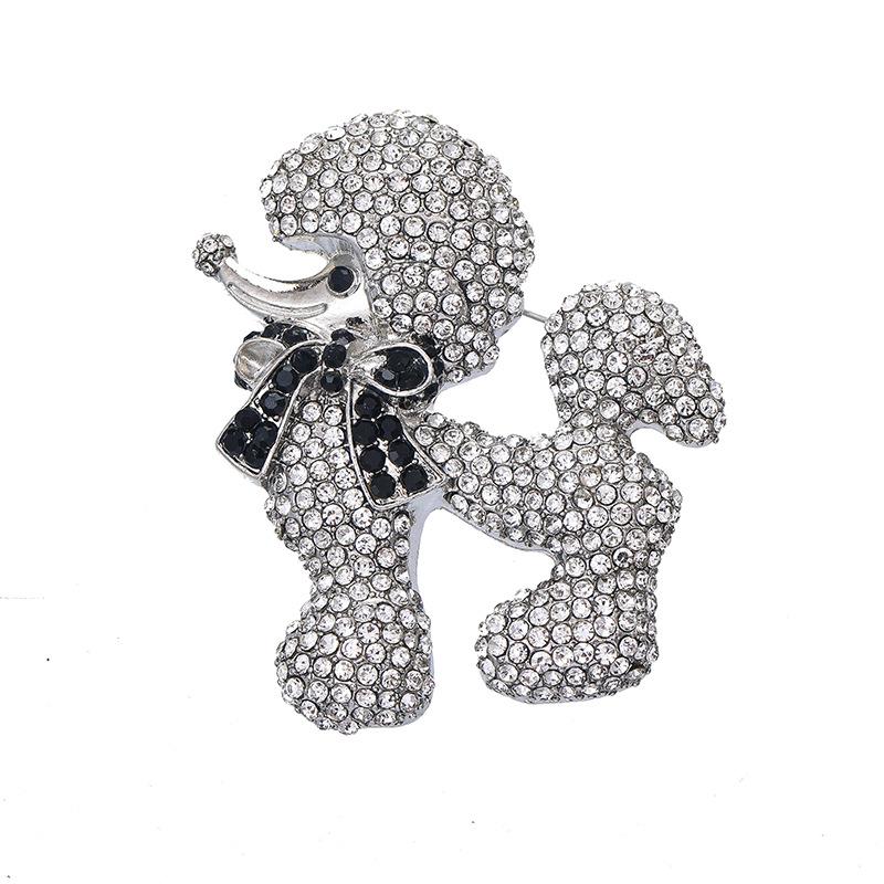 SKEDS Luxury Creative Heavy Industry Full Crystal Poodle Badges Pins For Women Men Fashion Classic Dog Rhinestone Party Brooches