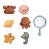 Kids Bath Toys Set with Turtle Sprayer, Fish Net, Shark & Squeeze Animal Floaters, Baby Water Play Toys