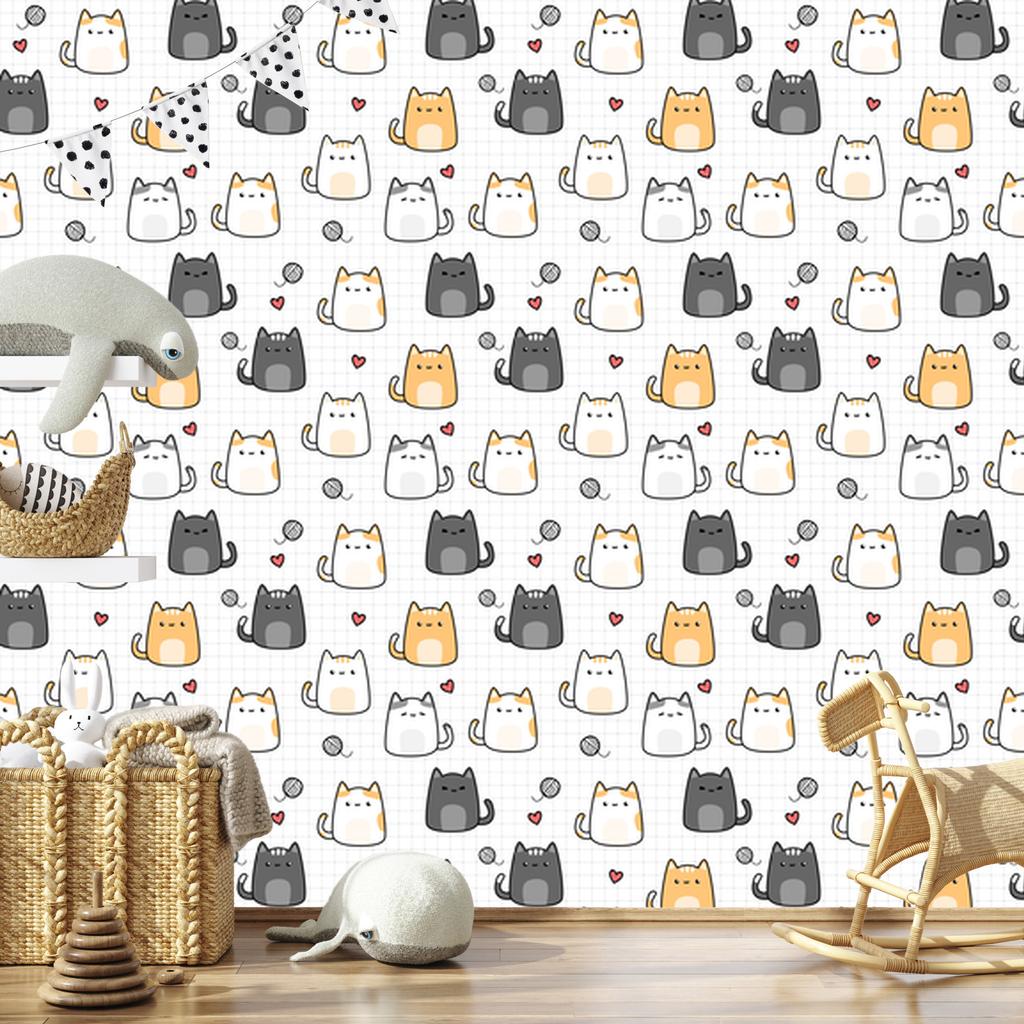 Kittens and Hearts Wallpaper for Living Room and Bedroom 50x1000