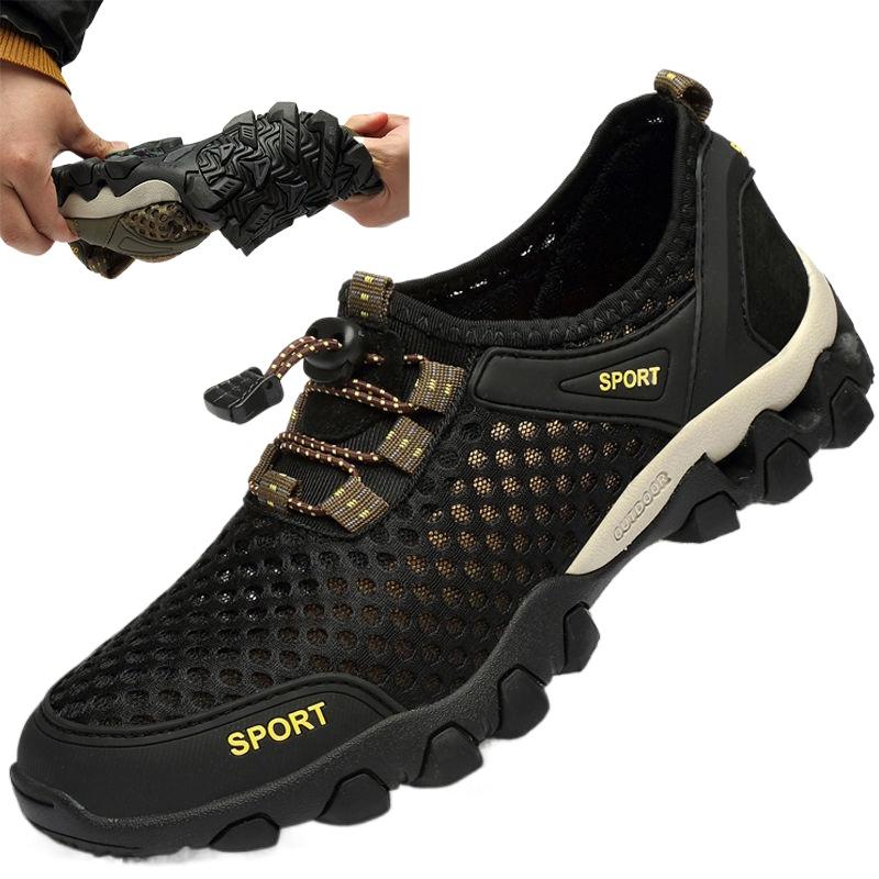Summer Men Mesh Sports Shoes Fashion Climbing Breathable Lightweight Anti-slip Shoes Outdoor Travel Running Casual Shoes