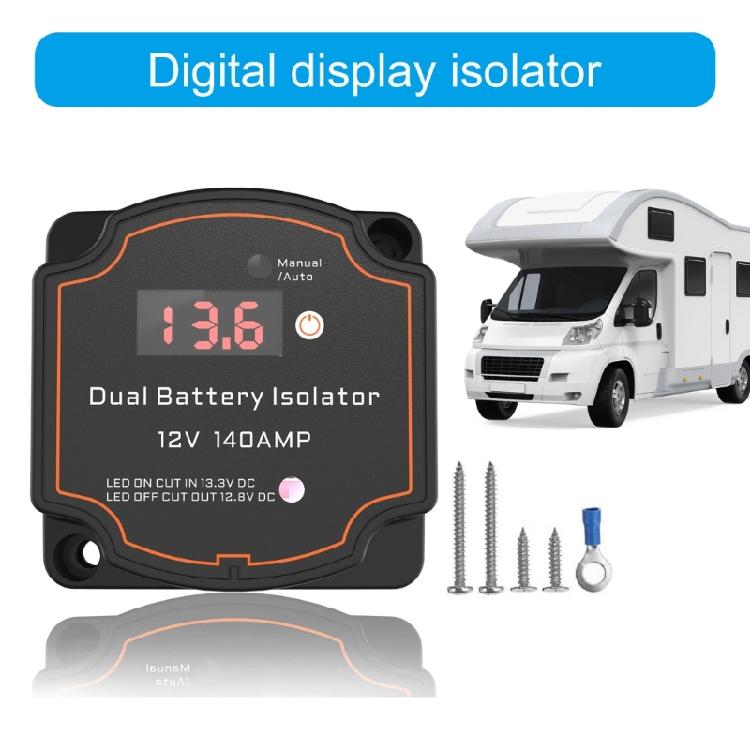 12V 140A Double Battery Isolator with LED Voltmeter Waterproof Voltage Sensitive Relays for Car Campers Motorhomes