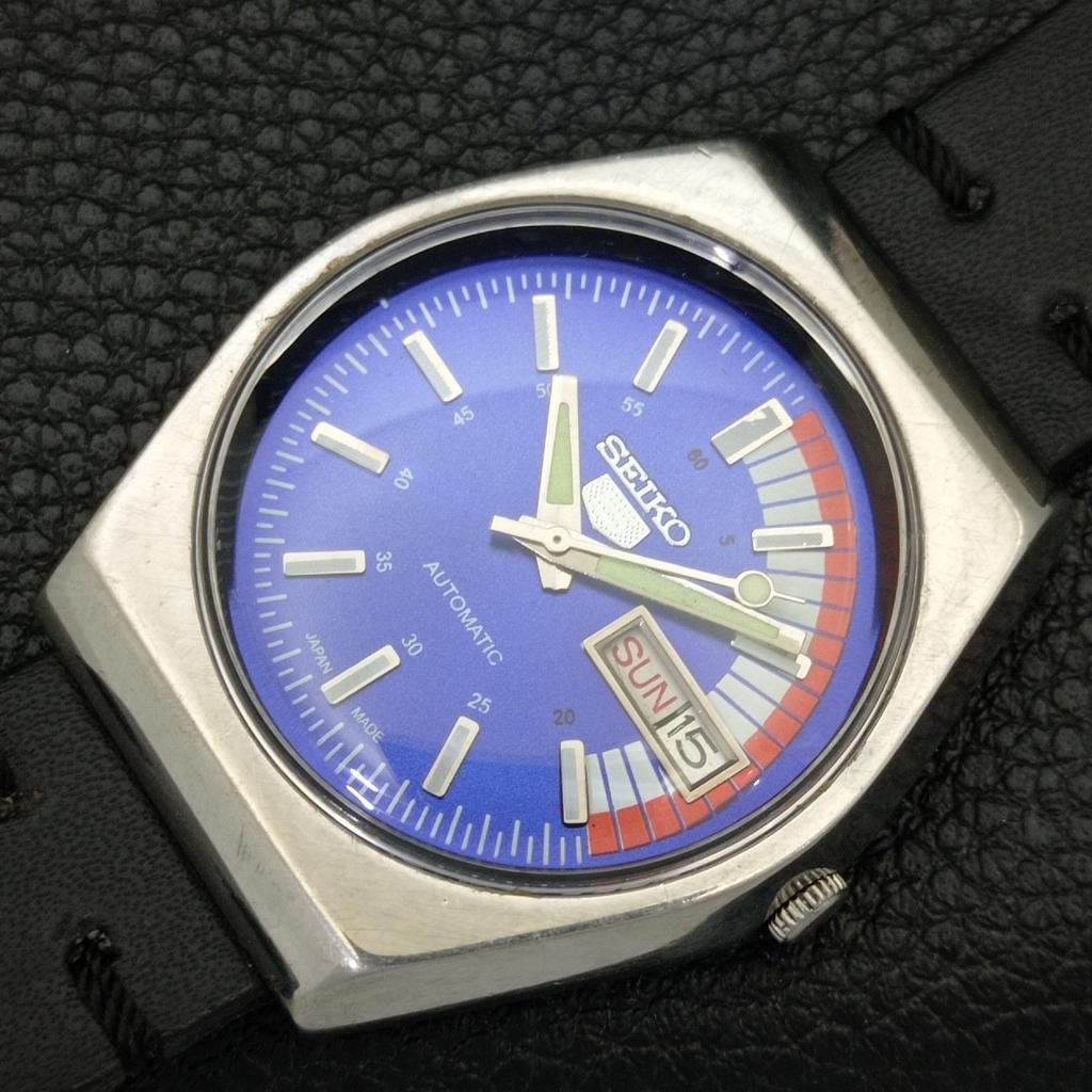 JAPAN VINTAGE SEIKO 5 AUTOMATIC 6309A MENS BLUE COLOR DIAL WATCH A701456-5 R206b-a701456