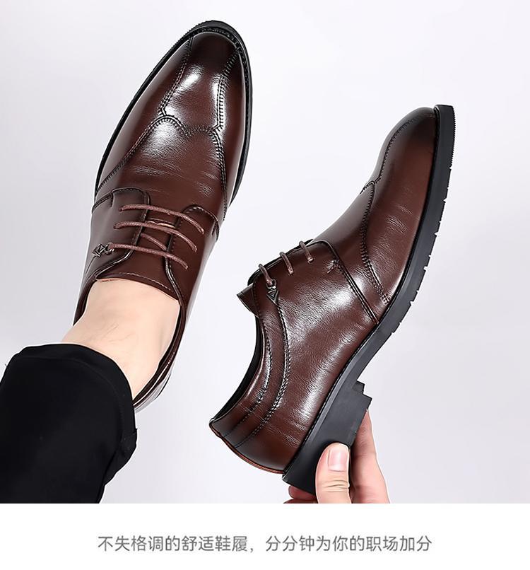 2025 Spring New Men's Lace-up Fashion Leather Shoes Business Formal Dress Shoes for Men Spring Autumn Solid Color Wedding Shoe