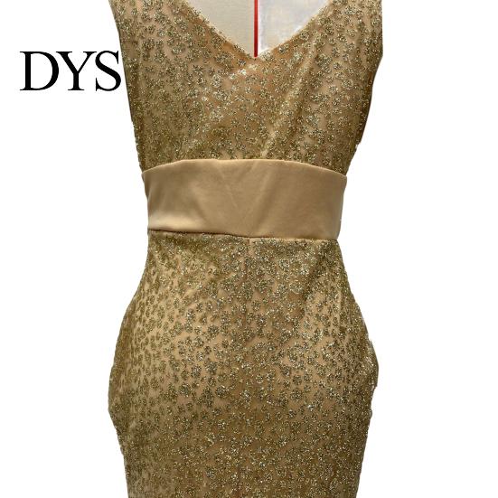 Bride Wedding Dress Women Evening V Neck Mesh Patchwork Sequin Sleeveless Split Hem Formal Attire Mermaid Shape Slim Fit Prom Party Banquet