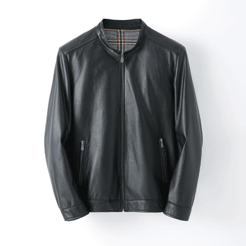 

Новые мужские куртки из натуральной телячьей кожи первого слоя, повседневные и модные куртки с воротником-стойкой, куртки для среднего возраста и трендовые куртки 6XL