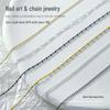 Gold & Silver Japanese Nail Art Chain with Rhinestones - Fine Metal Claw and Steel Ball Decorations