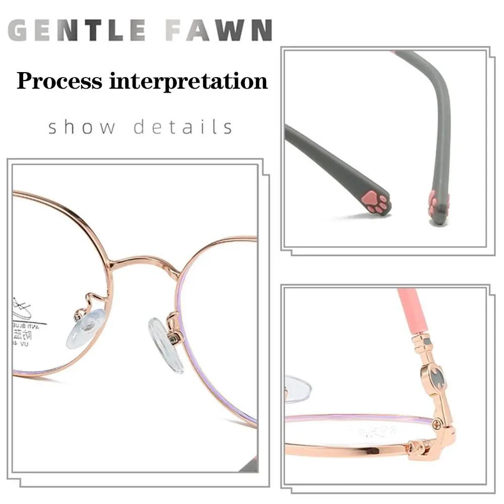 Blaulichtfilterbrille für Kinder Mode Klassischer Metallrahmen Nerd Augenschutzbrille Kinder Niedliche Katzenpfote Computerbrille