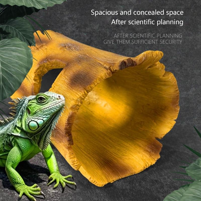 Natural Reptiles Habitats Decors Resin Hideouts Cave For Bearded Dragons Geckos Climbing Shelter Place Easy to Clean