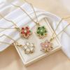 Rotating Bauhinia Zircon Flower Pendant Elegant Titanium Steel Necklace for Women Unique Design