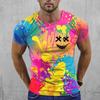 Boutique Summer Sports Fitness Breathable Men's Undershirt Short Sleeve 3D Graffiti Printed Round Neck Casual T-Shirt Hot Sale