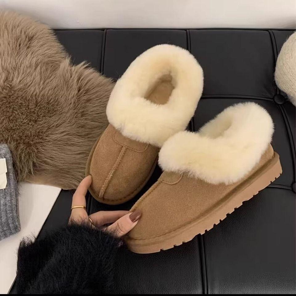 Women's Large Size Thick Sole Soft Sole Winter Warm Fur One Snow Boots Padded Lined Ankle Boots Anti-slip Hiking Sports Cotton Boots