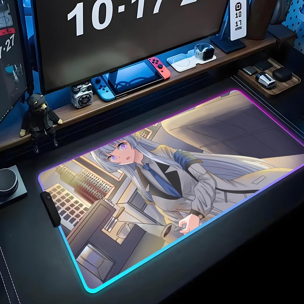 noa blue archive Mouse Pad RGB Gaming Mousepad Big LED Pad PC Desk Mat Luminous Mouse Pad Large Keyboard Mats Table Rug With