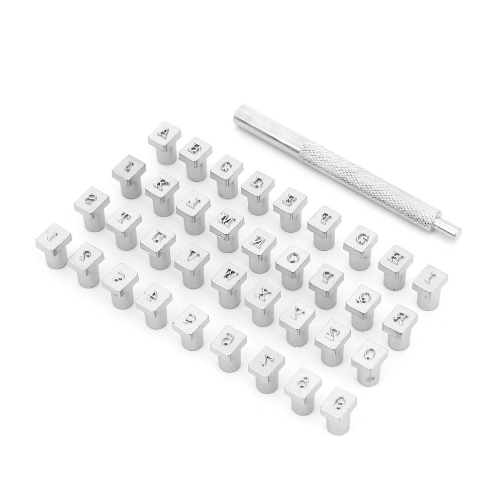 36pcs 13mm Leather Stamp Set Alphabet 26 Letters & 10 Numbers Punch Die DIY Leathercraft Tool