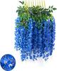 12 Strands of Sapphire Blue Artificial Wisteria Vine, 3.77 Feet Decorative Flower Garland (silk + Plastic + Metal Material)