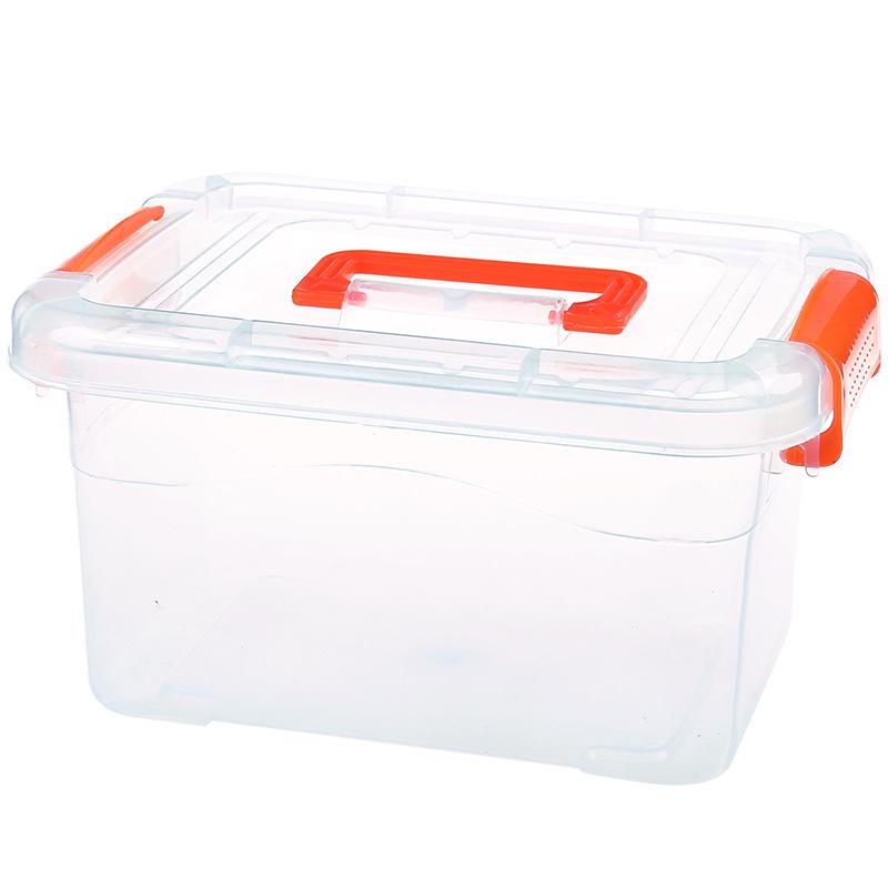 Transparent Handheld Plastic Storage Box with Lid for Toys, Clothes, and Snacks