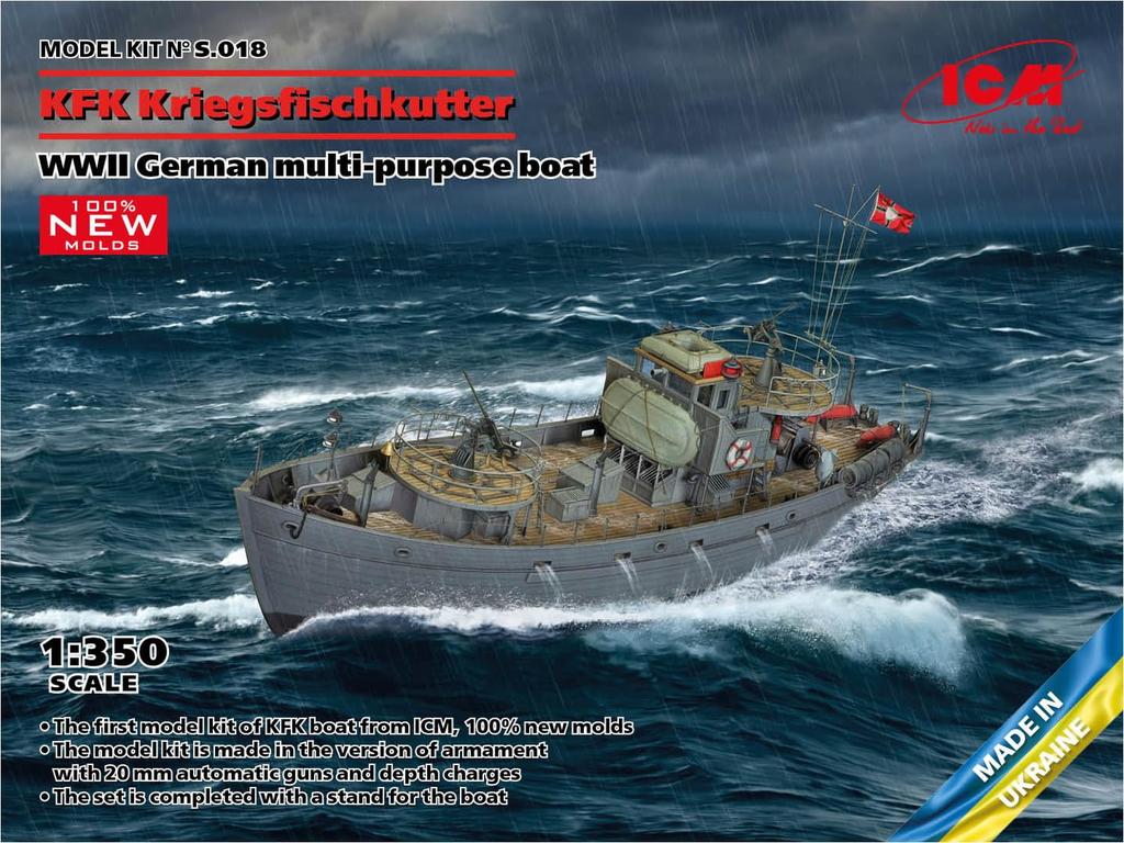 ICM World War II German Navy Combat Fishing Boat Plastic Model S018 1/350