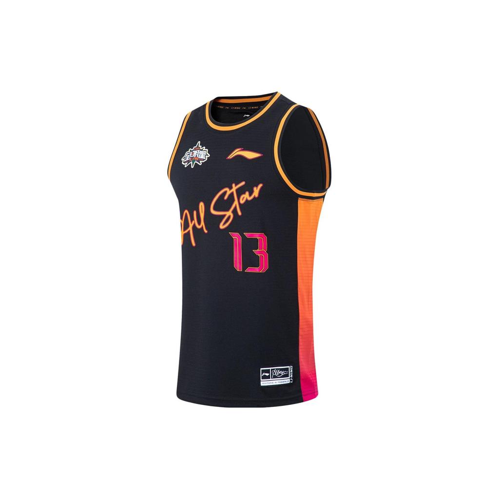 Li-Ning CBA All-Star Basketball Vest With Logo And Letter Print, 2022 Season, Guo Ailun No. 13 Men Tops Black AAYT693-1